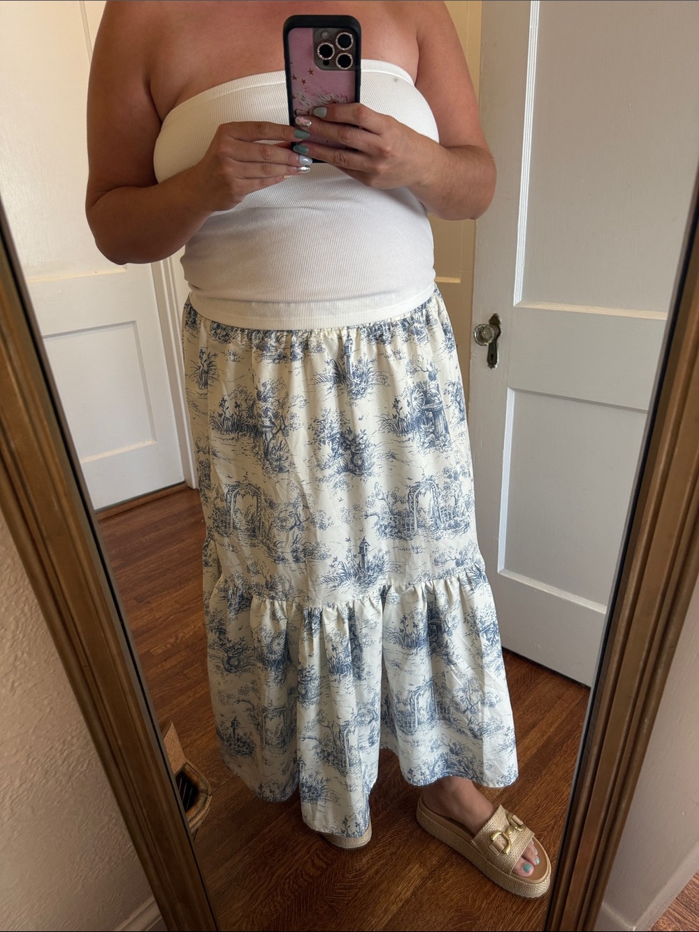 Cider Blue Toile Print Skirt